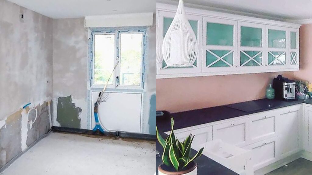 D. Moutinho Sàrl : Rénovation cuisine marbre Stucco Veneziano à Lausanne Vaud et Sion Valais