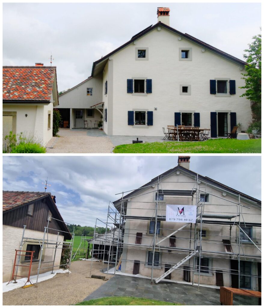 Rénovation de façade en Peinture minérale & Peintures Volets Fenêtres, La Croix-sur-Lutry